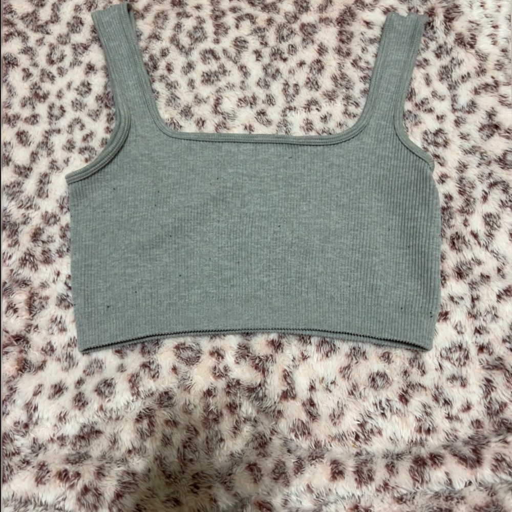 Gray Ribbed Women's Crop Top